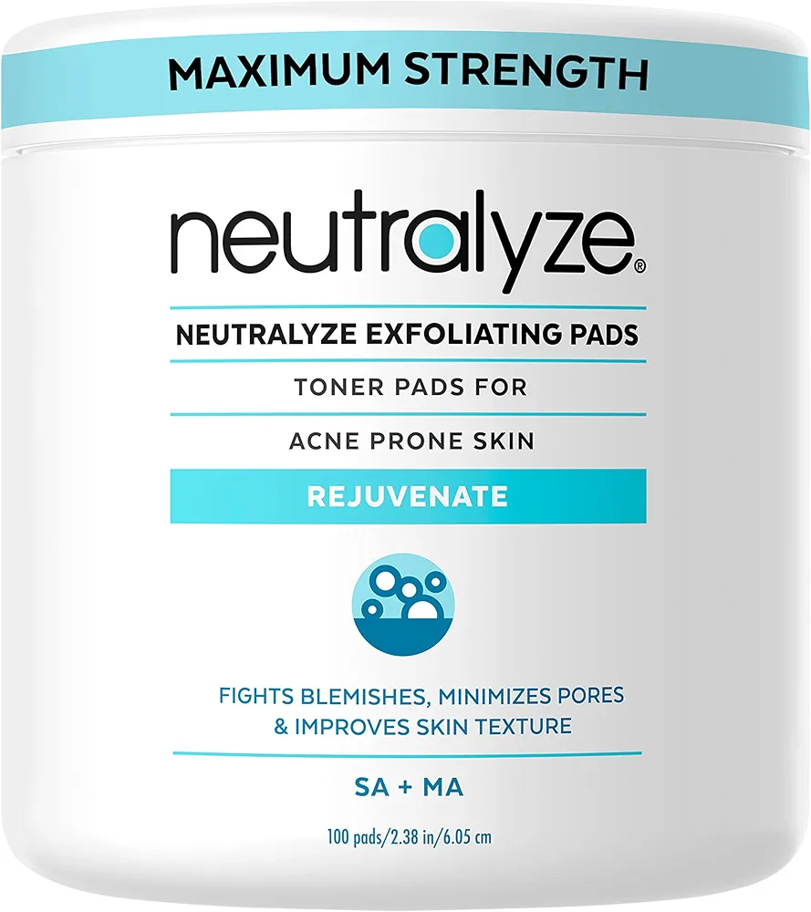 Exfoliating Acne Wipes - Maximum Strength Acne Pads for Face & Back - Medical Grade 2% Mandelic Acid & Salicylic Acid Pads - Acne Cleansing Pads - Toner Pads for Acne Prone Skin (100 Acne Face Wipes)