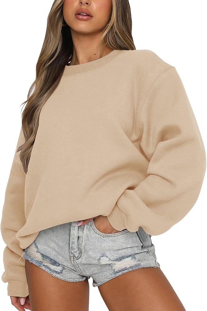 Fanway&EC Women's Long Sleeve Sweatshirt Casual Crewneck Oversized Pullover Hoodies Fall Tops