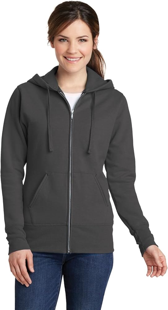 Port & Company Ladies Fleece Pullover Hooded Sweatshirt Charcoal