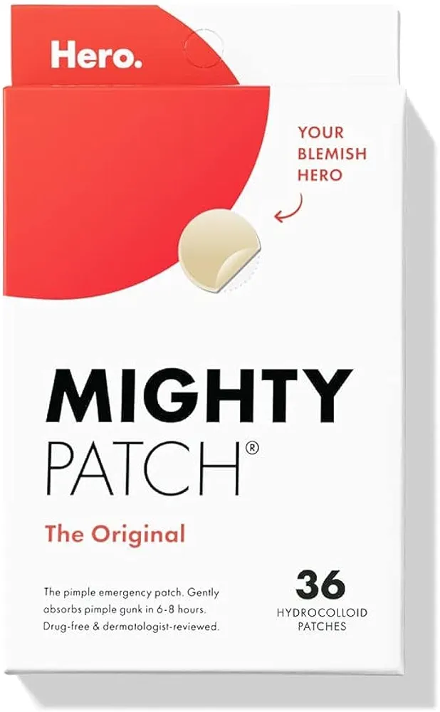 Mighty Patch™ Original patch from Hero Cosmetics - Hydrocolloid Acne Pimple Patch for Covering Zits and Blemishes in Face and Skin, Vegan-friendly and Not Tested on Animals (36 Count)