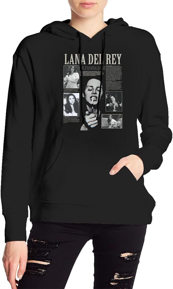 Lan-A Del Re-Y Hoodie Womens Sweatshirt Graphic Pullover Hoodied Fleece Tops Fashion Sweatshirts Black