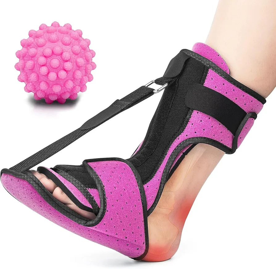 Plantar Fasciitis Night Splint: Plantar Fasciitis Brace with Massage Ball for Pain Relief Caused by Plantar Fasciitis Achilles Tendonitis Foot Drop Flat Arch Heel Spur | One Size for Women Men