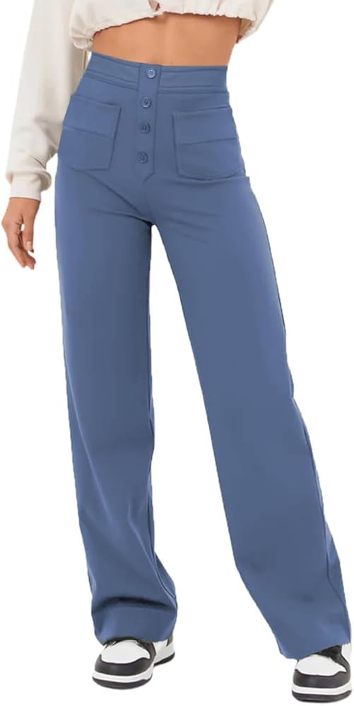 Bloomydove FlexiPants - Women's Casual High Waist Stretch Pants, Multiple Pockets Straight Leg Pants