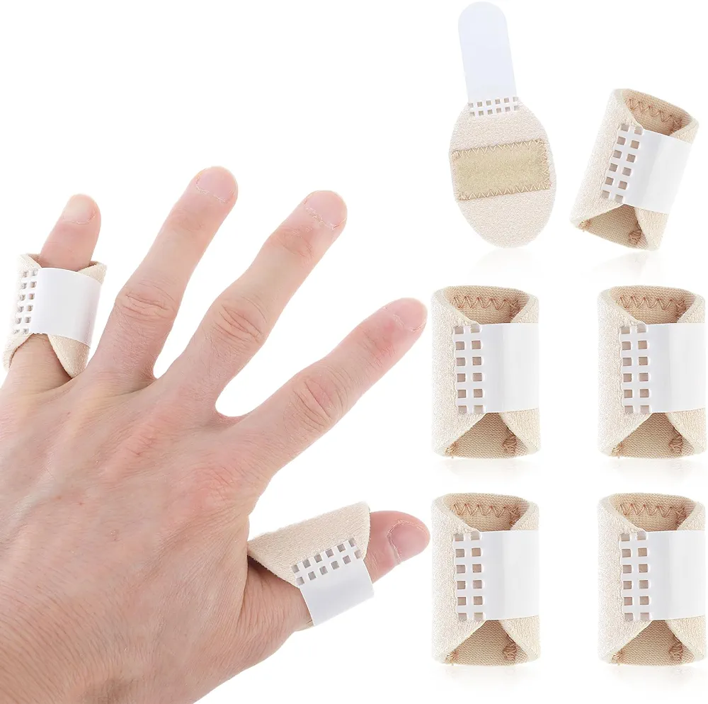 DIVINA VITAE Trigger Finger Splints, 5PCS Thumb Finger Brace for Trigger Finger Knuckle Immobilization Pain Relief Finger Support Fits Index Middle Ring Pinky Fingers(Skin Color)