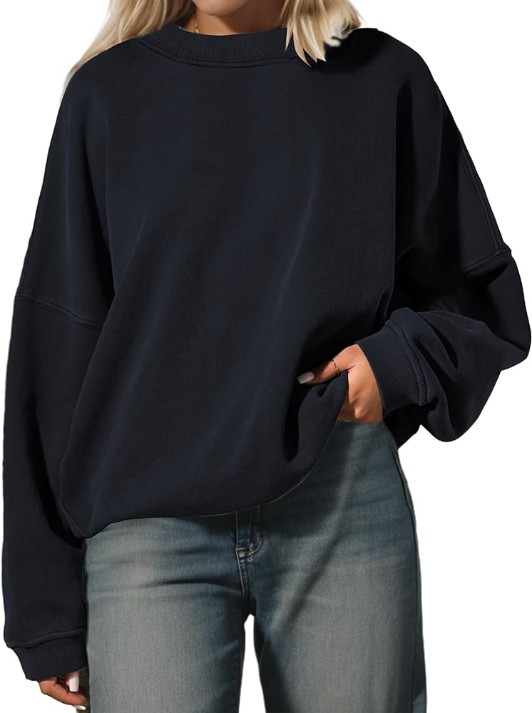 Oversized Sweatshirt Pullover For Women Crew Neck Drop Shoulder Loose Fit Sweater Y2K Shirt 2024 Clothes