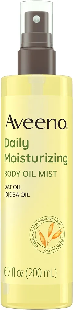 Aveeno Daily Moisturizing Dry Body Oil Mist with Oat and Jojoba Oil for Dry, Rough Sensitive Skin, Nourishing & Hypoallergenic Body Spray, Paraben-, Silicone- & Phthalate-Free, 6.7 fl. oz