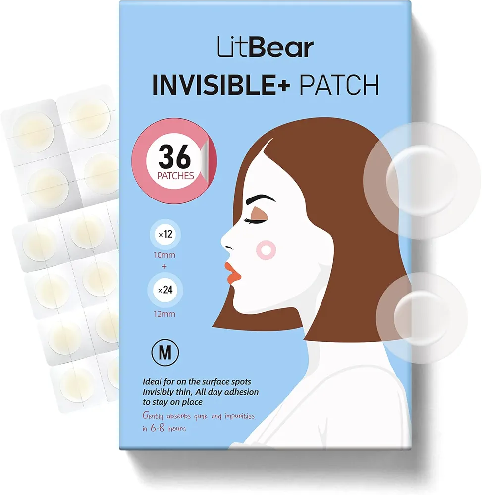 LitBear Pimple Patches, Upgraded Invisible Acne Cover Patch, Hydrocolloid Acne Patches for Face with Salicylic Acid, Zits Patches for Acne, Bleimish, Pimple Stickers Acne Dots