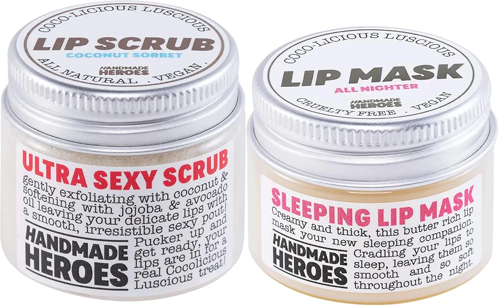 Save 15% - Lip Scrub and Lip Mask Bundle - Clean Beauty Sustainable Skincare Lip Exfoliator and Lip Treatment