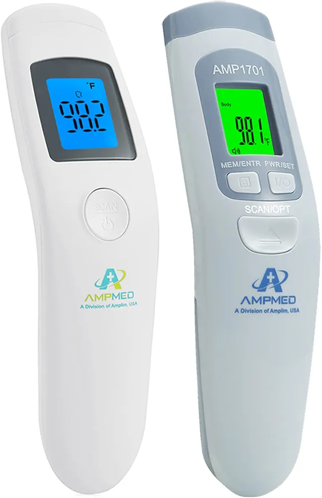 Amplim Bundle Non-Contact Touchless Infrared Digital Forehead Thermometer for Babies and Adults