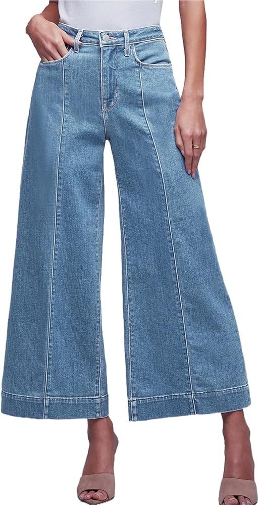 Sidefeel Women's Wide Leg Jeans High Waisted Stretchy Barrel Denim Pants