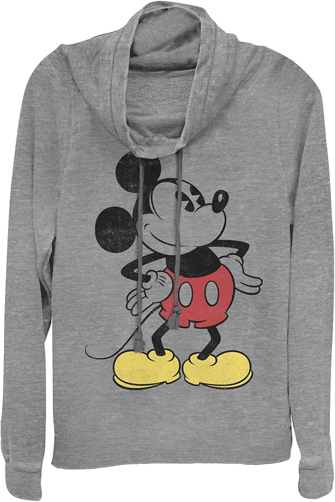 Disney Classic Vintage Mickey Women's Cowl Neck Long Sleeve Knit Top