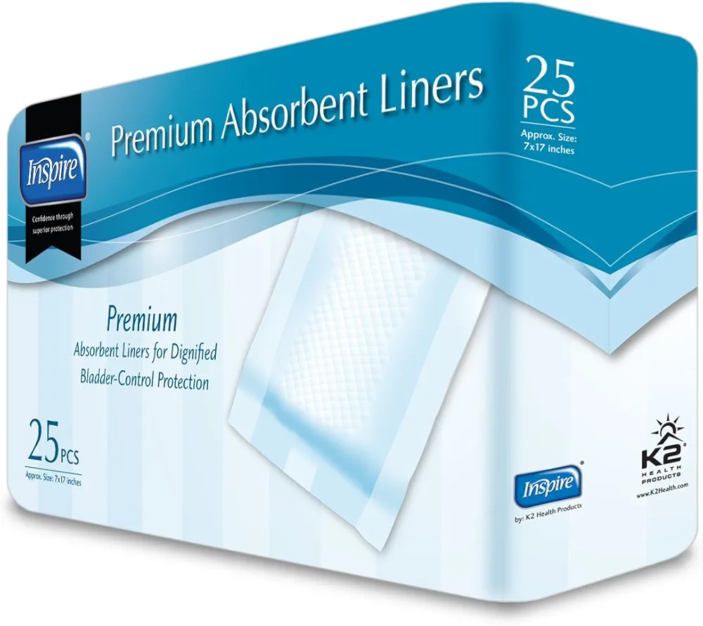 Inspire Premium Incontinence Panty Liners, 7 Inches X 17 Inches, 250 Count