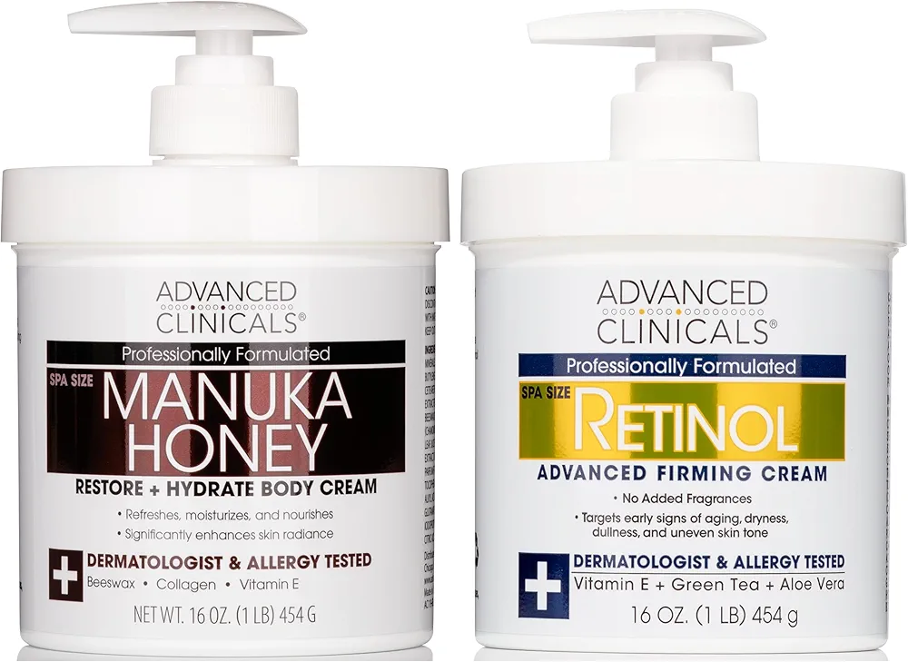 Advanced Clinicals Manuka Honey Hydrating Cream + Retinol Firming Cream Set