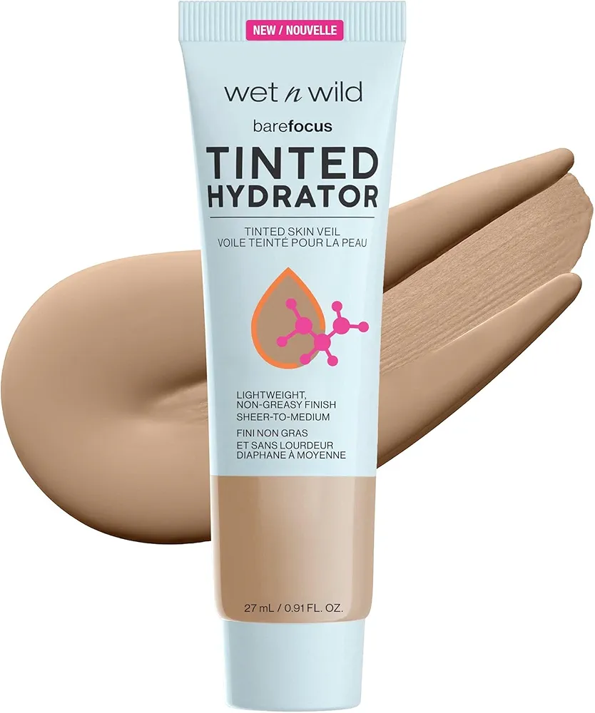 wet n wild Bare Focus Tinted Hydrator Matte Finish, Medium Tan, Oil-Free, Moisturizing Makeup | Hyaluronic Acid | Sheer To Medium Coverage