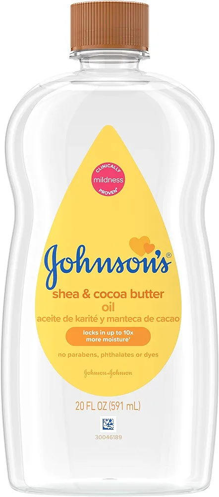 Johnson's Baby Mineral Oil Enriched with Shea & Cocoa Butter for Baby Massage & to Prevent Moisture Loss & Help Relieve Dry Skin, Allergy Tested for Babies, Kids & Adults, 20 Fl Oz Pack of 6