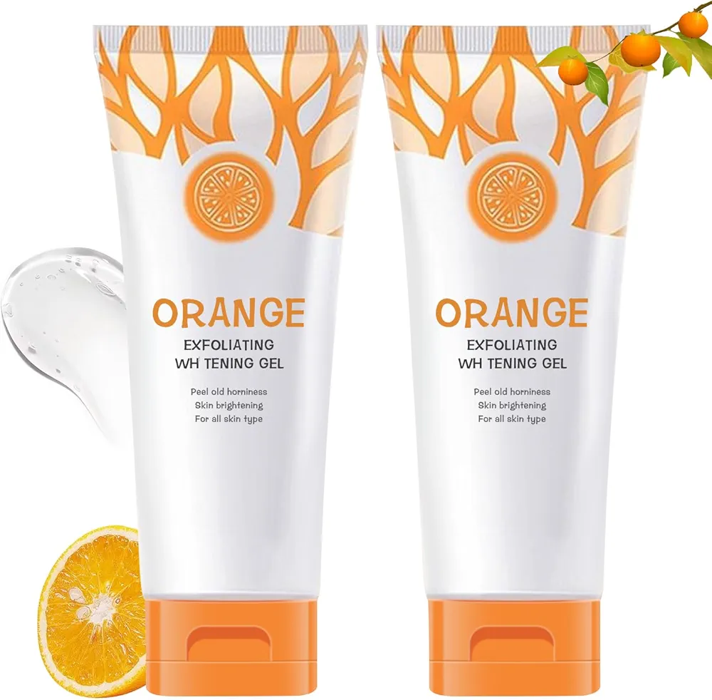 Orange Exfoliating Gel Scrub Face Body Skin,Natural Orange Peeling Gel Face Scrub,Deep Cleansing Moisturizing Facial Exfoliator 50g (2PCS)