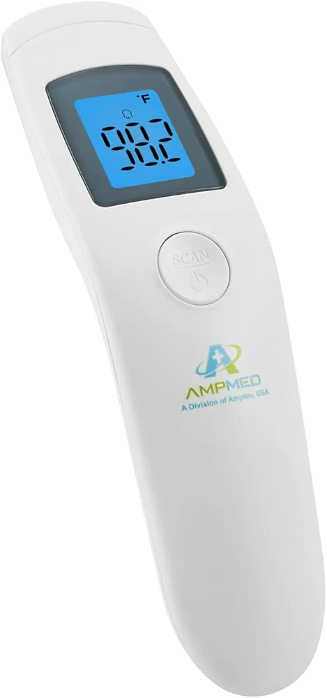 Amplim Non-Contact Forehead Thermometer for Kids and Adults - Touchless Digital Fever Thermometer with Temporal Head Function - No-Touch Baby Thermometer for Accurate Temperature Reading. FSA HSA