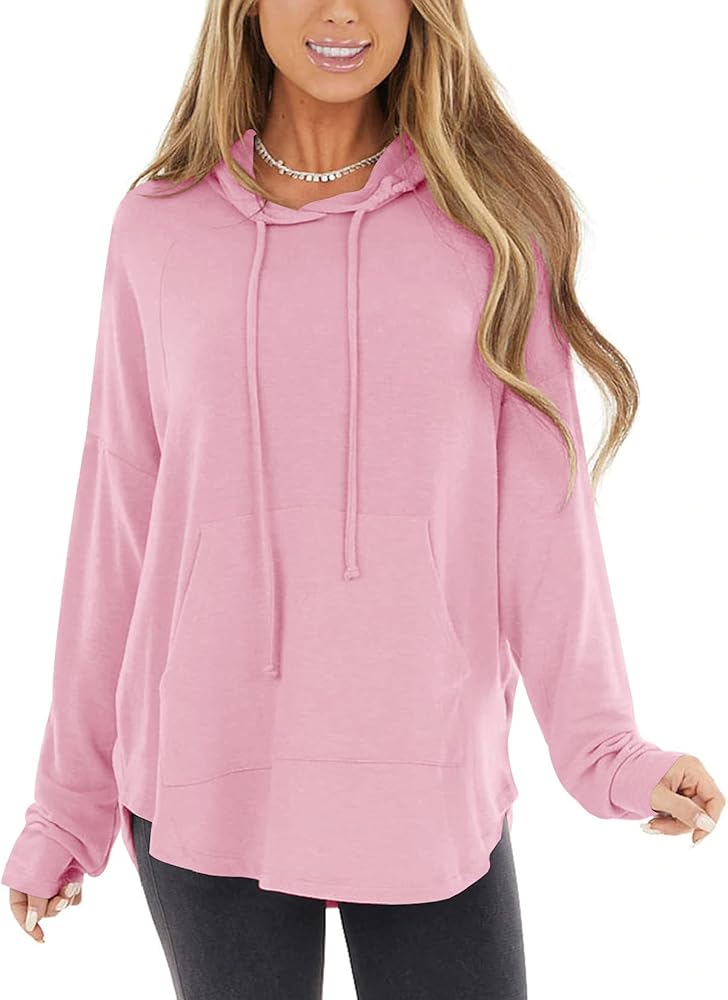 Minthunter Women's Long Sleeve Fashion Hoodies Drawstring Sweatshirts Hooded Tops with Pocket