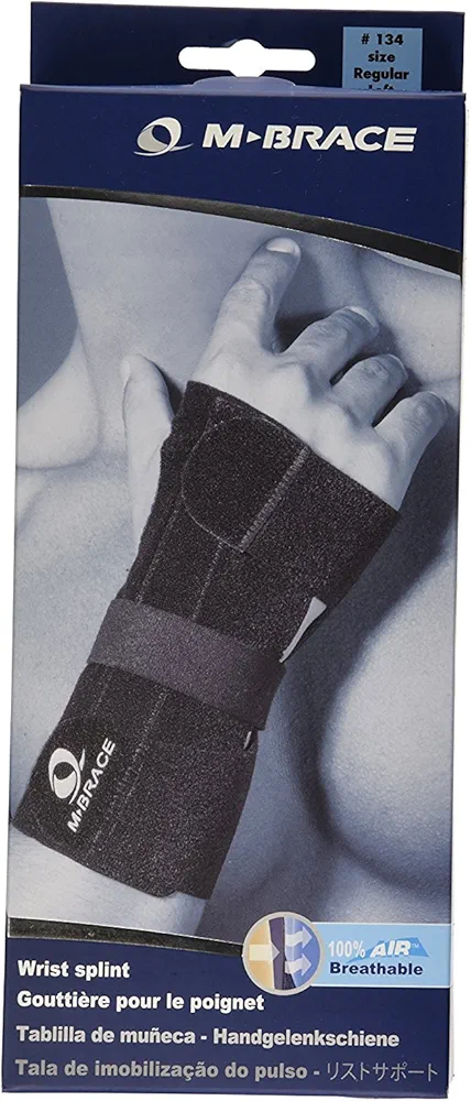 V-134LR Wrist Splint Left Regular, Black, Carpal Tunnel Relief Brace Mbrace Air, Wrist Wraps, Wrist Bands, Wrist Support, Wrist Splint Easily Adjustable for Perfect Tension, Breathable