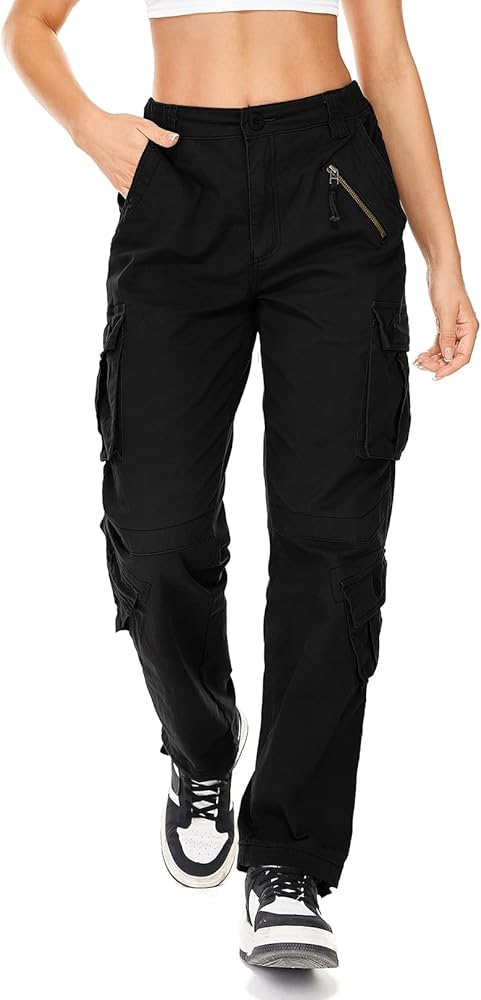 Womens Cargo Pants Army Combat Work Pants with 8 Pockets Casual Cotton Ripstop Construction Pants