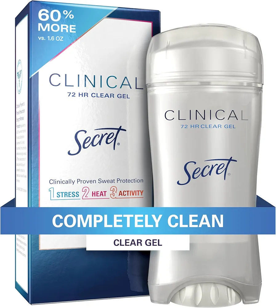 Secret Clinical Strength Deodorant and Antiperspirant for Women Clear Gel Completely Clean 2.6 Oz