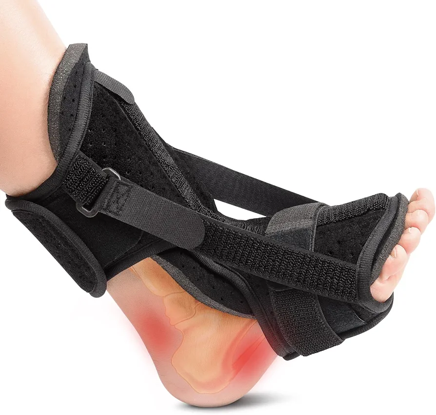 Plantar Fasciitis Night Splint: 2024 Upgraded Brace with Soft Memory Foam Pad | Ankle Brace for Plantar Fasciitis Relief Achilles Tendonitis Relief Foot Drop Heel Arch Pain Black