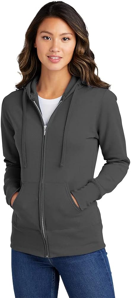 Port & Company Ladies Core Fleece Full-Zip Hooded Sweatshirt. LPC78ZH Charcoal