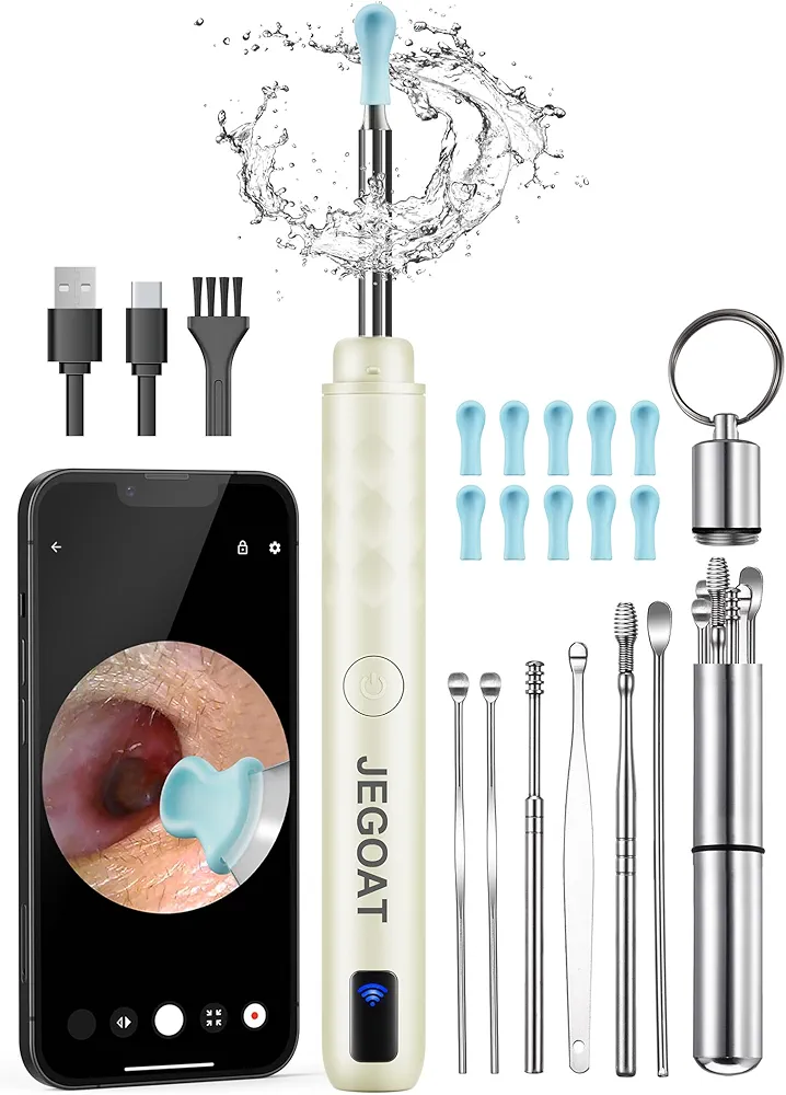 Ear Wax Removal Tool Camera, Ear Cleaner with Camera, Ear Cleaning Kit 1296P HD Ear Scope and 6 LED Lights, 10 Ear Pick Tips, Earwax Removal kit with Otoscope to Earify Earwax for iOS and Android