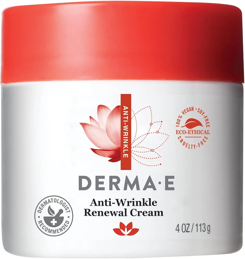 DERMA-E Anti-Wrinkle Renewal Skin Cream – Vitamin A Wrinkle Treatment Cream – Vegan Anti-Aging Moisturizer to Smooth & Renew Aging Skin, 4 oz