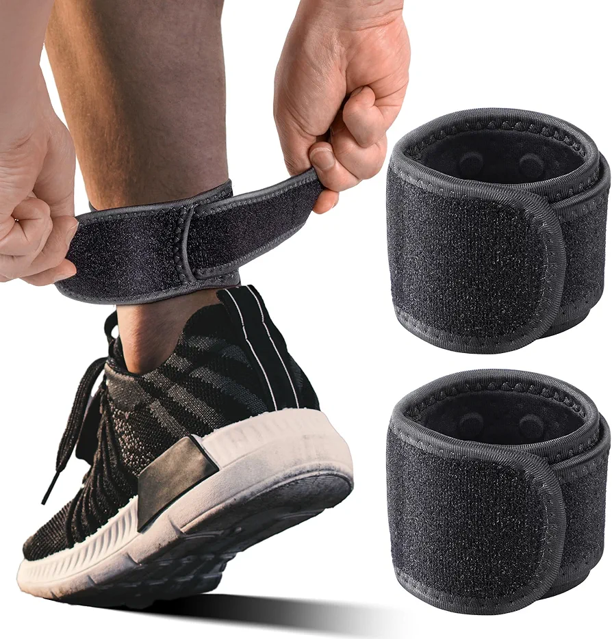 Dreyoo Magnetic Achilles Tendonitis Brace, Adjustable 5-12" Achilles Strap for Men Women