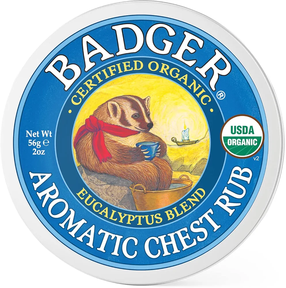 Badger Aromatic Chest Rub, Eucalyptus & Mint, 2 oz