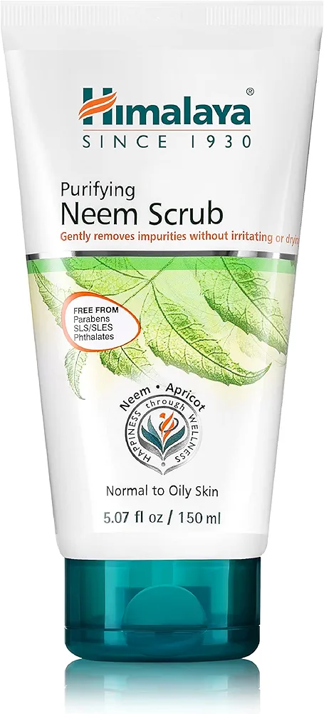 Himalaya Purifying Neem Scrub with Neem and Apricot, For Normal to Oily Skin, Free from Parabens, SLS, and Phthalates, Dermatologically Tested, 150 ml (5.07 oz)