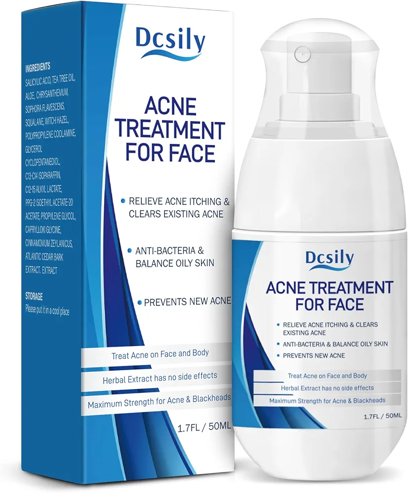 Acne Treatment Serum for Face and Body: Targets Cystic, Hormonal Acne & Pimple, Acne Cream with Salicylic Acid, Tea Tree Oil, Aloe Vera - Acne Cure Achieve Clear, Smooth Skin, Prevent Acne Scars.