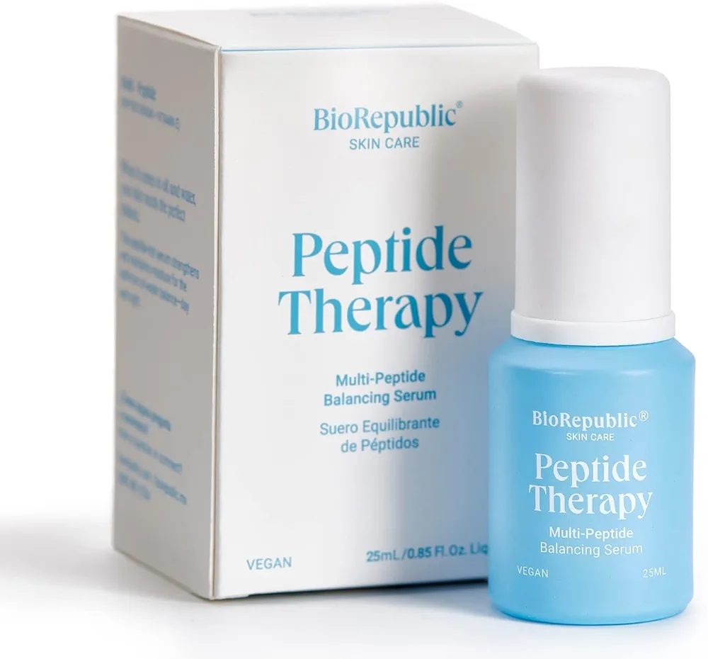 BioRepublic Skincare Multi-Peptide Power Recovery Serum - Balancing Serum to Brighten & Revitalize Skin - Ideal for All Skin Types & 100% Vegan (25 mL)