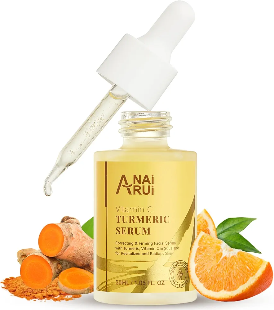 ANAI RUI Vitamin C Face Serum for Dark Spots, Glowing Turmeric Facial Serum, Anti-Aging Facial Serum for Wrinkles, Evening Tone, Moisturizing - 1.05 FL.OZ