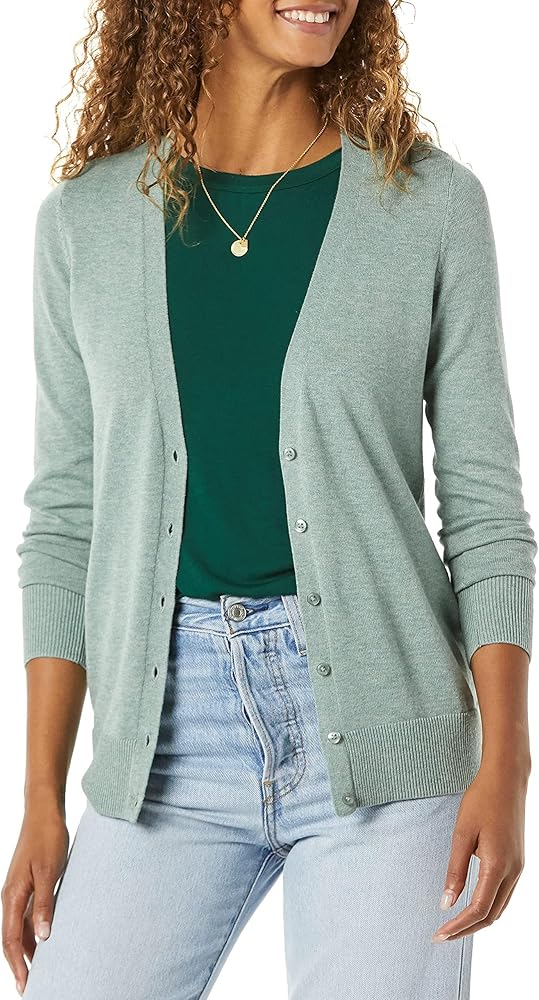 Amazon Essentials Women's Lightweight V-Neck Cardigan Sweater (Available in Plus Size)