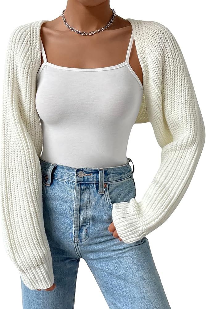 Women's Bolero Shrug Sweater Croped Cardigan Sweater Open Front Knit