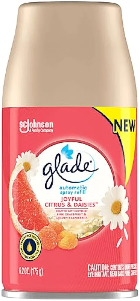 Glade Automatic Spray Refill, Air Freshener for Home and Bathroom, Joyful Citrus & Daisies, 6.2 Oz, Pink