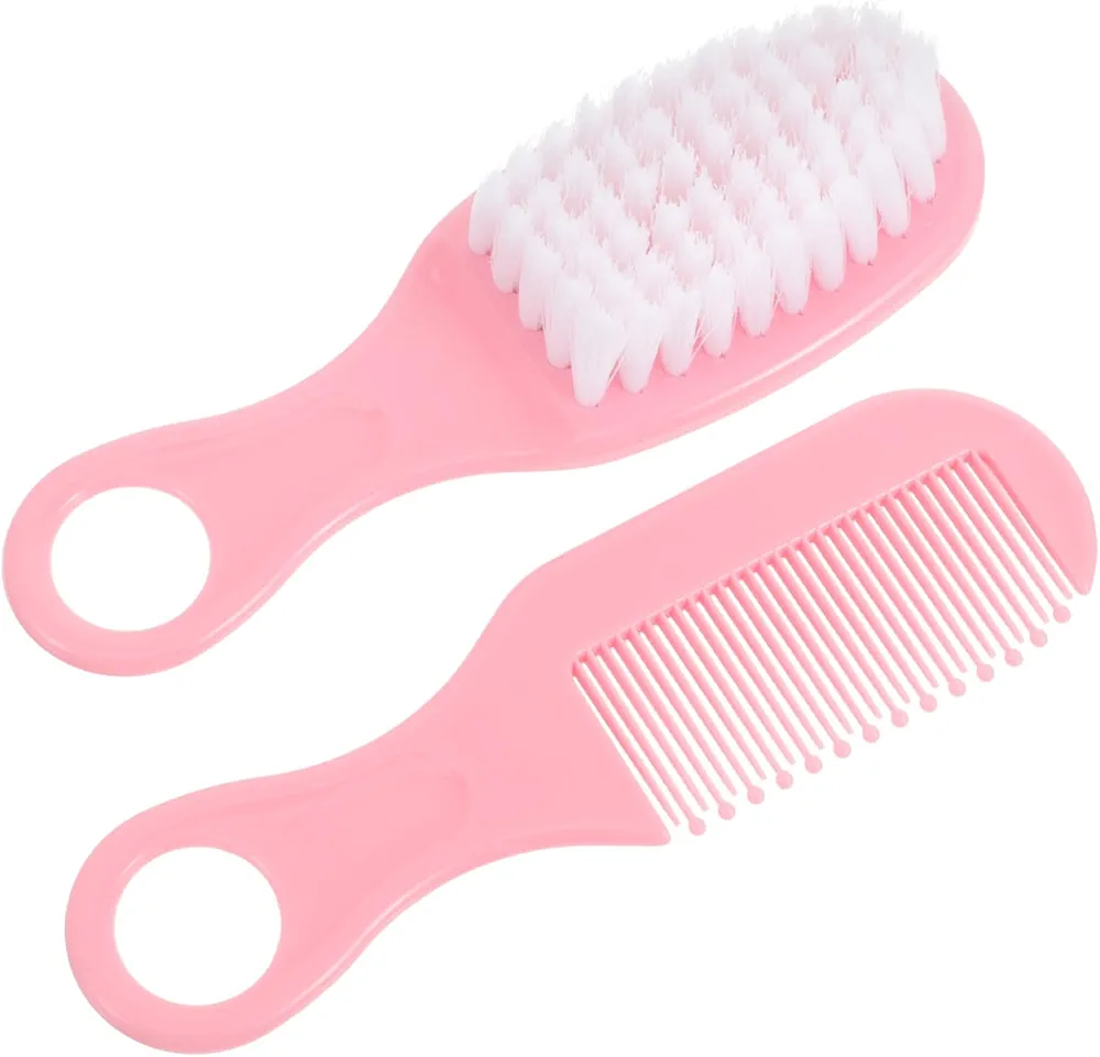 1 Set Brush and Comb for Baby Hair Hair Comb Baby Massage Girl Hair Safety Hair Hair Kit Comb for Baby Wooden Suit Infant Hair Care Set Pink Boy