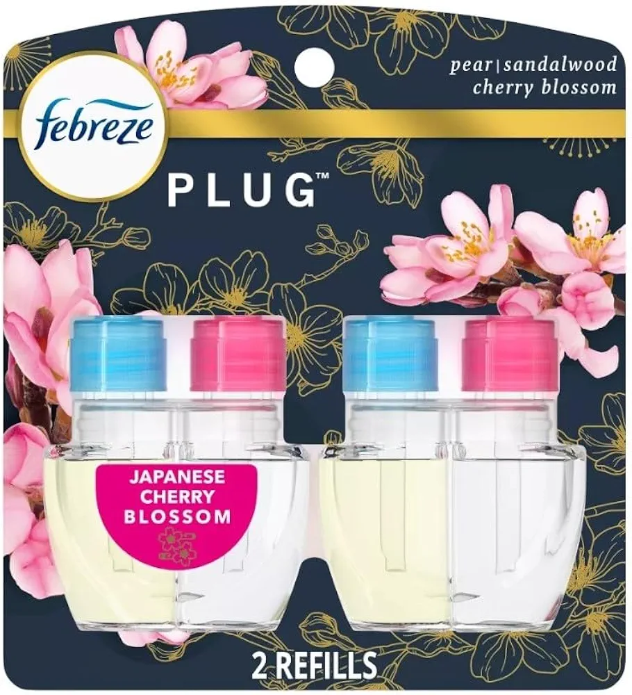 Febreze Kitchen Fade Defy Plug Air Freshener - Japanese Cherry Blossom - (2) of 0.87 fl oz Refills, Clear