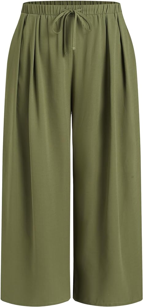 CIDER Elastic Waist Wide Leg Trousers Curve & Plus