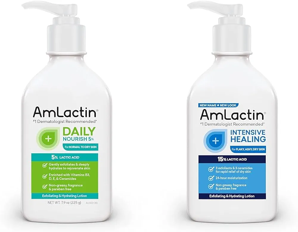 AmLactin Daily Nourish 5% 7.9oz and Intensive Healing 15% 7.9oz Body Lotions Bundle