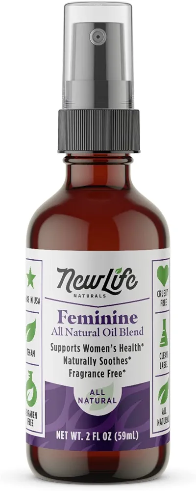 NewLife Naturals Menopause Support Deodorant Vulva Spray for Itching, Irritation, and Vaginal Dryness - Intimate Feminine Moisturizer Oil with Olive Oil, Lemongrass and More - PH Balance 2 oz