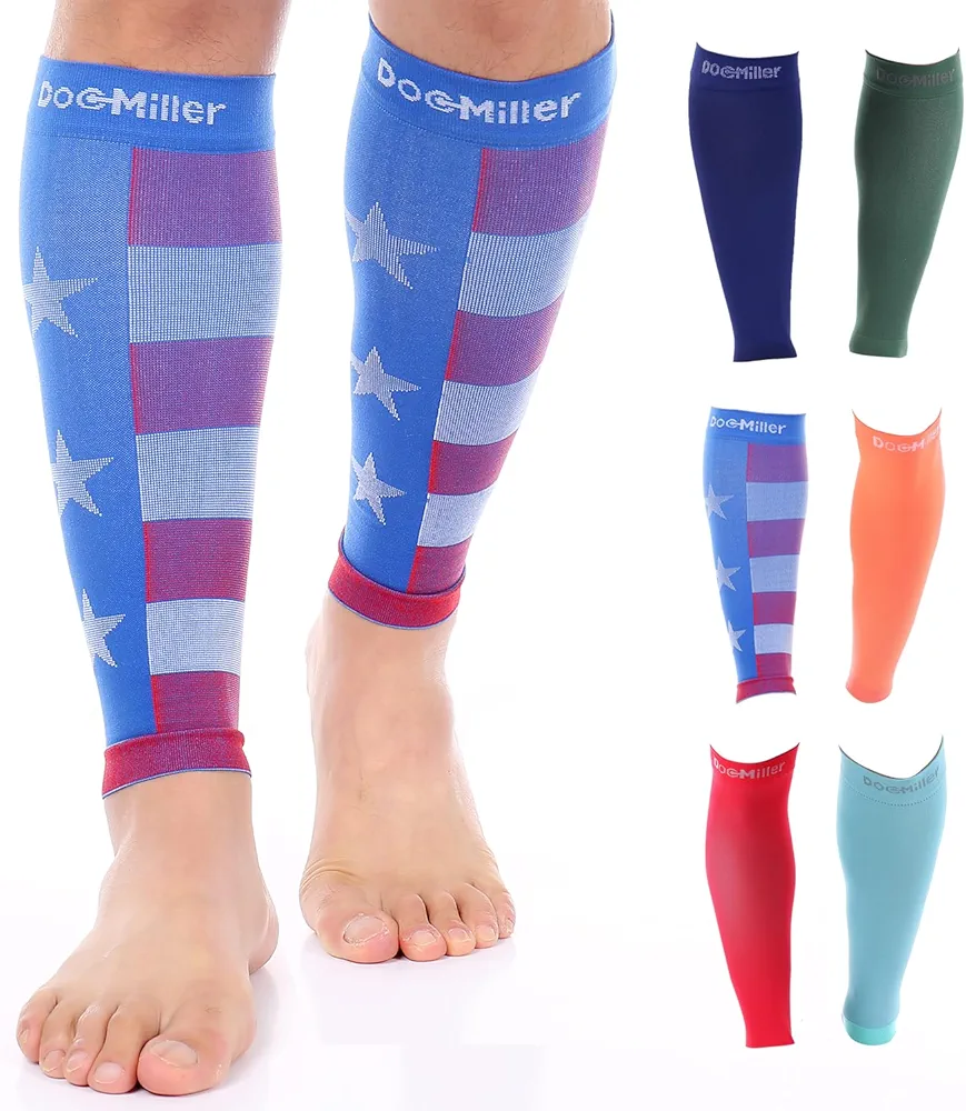 Doc Miller Compression Calf Sleeve for Men & Women, Premium Medical Grade, 20-30mmHg Graduated, Shin Splints, 1 Pair