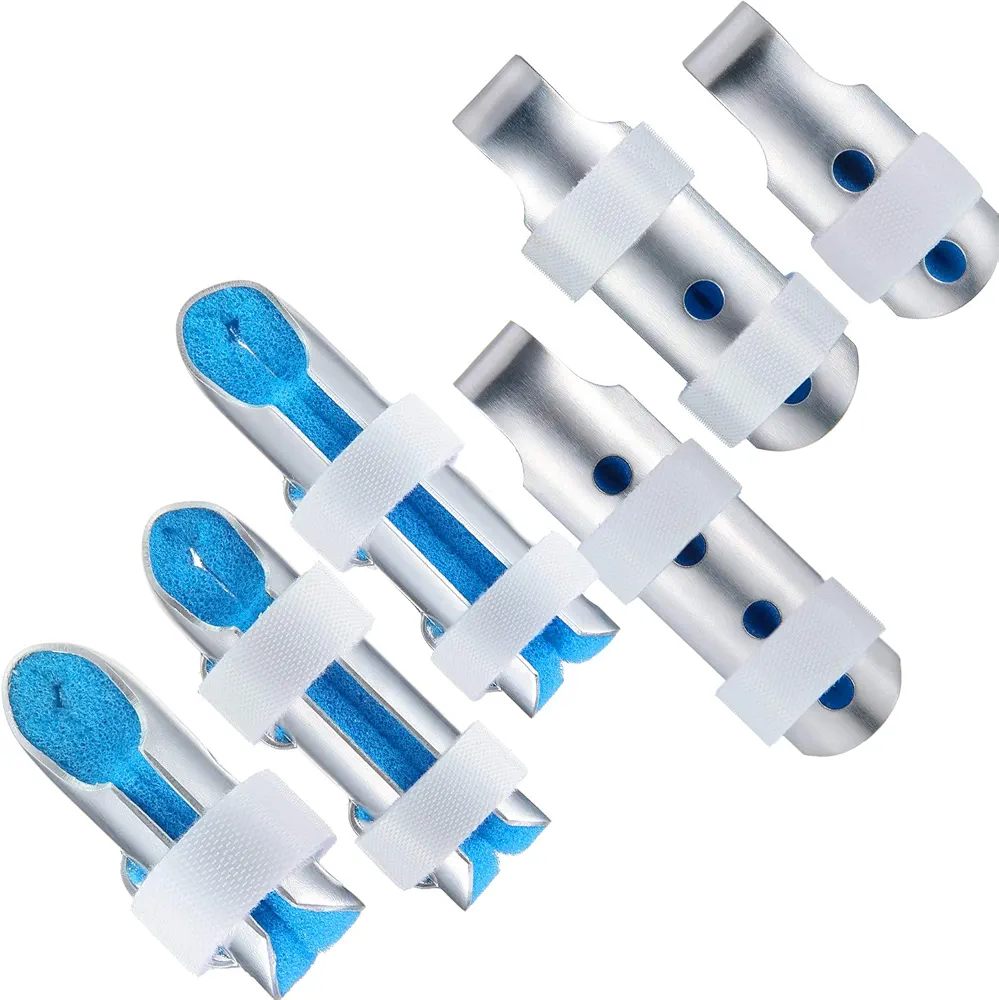 6 Pieces Finger Splints Metal Finger Support Finger Stabilizer for Adults and Children Finger Knuckle Joint Fixation, 3 Sizes (Blue)