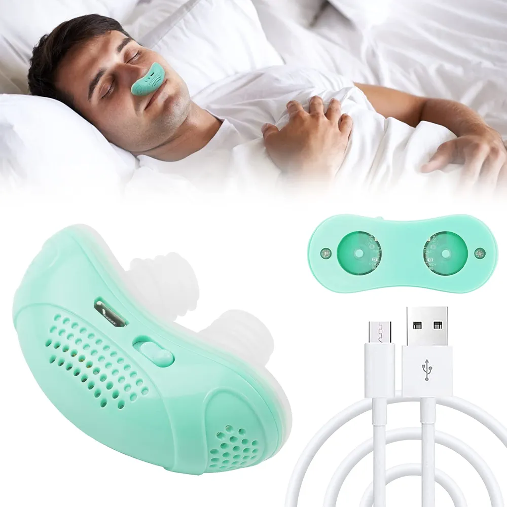 Electric Anti Snoring Devices, Mini Machine, Airing Micro for Travel, Sleep Apnea Devices, Snoring Solution for Men and Women, Suitable for All Nose Shapes (Mint Green)