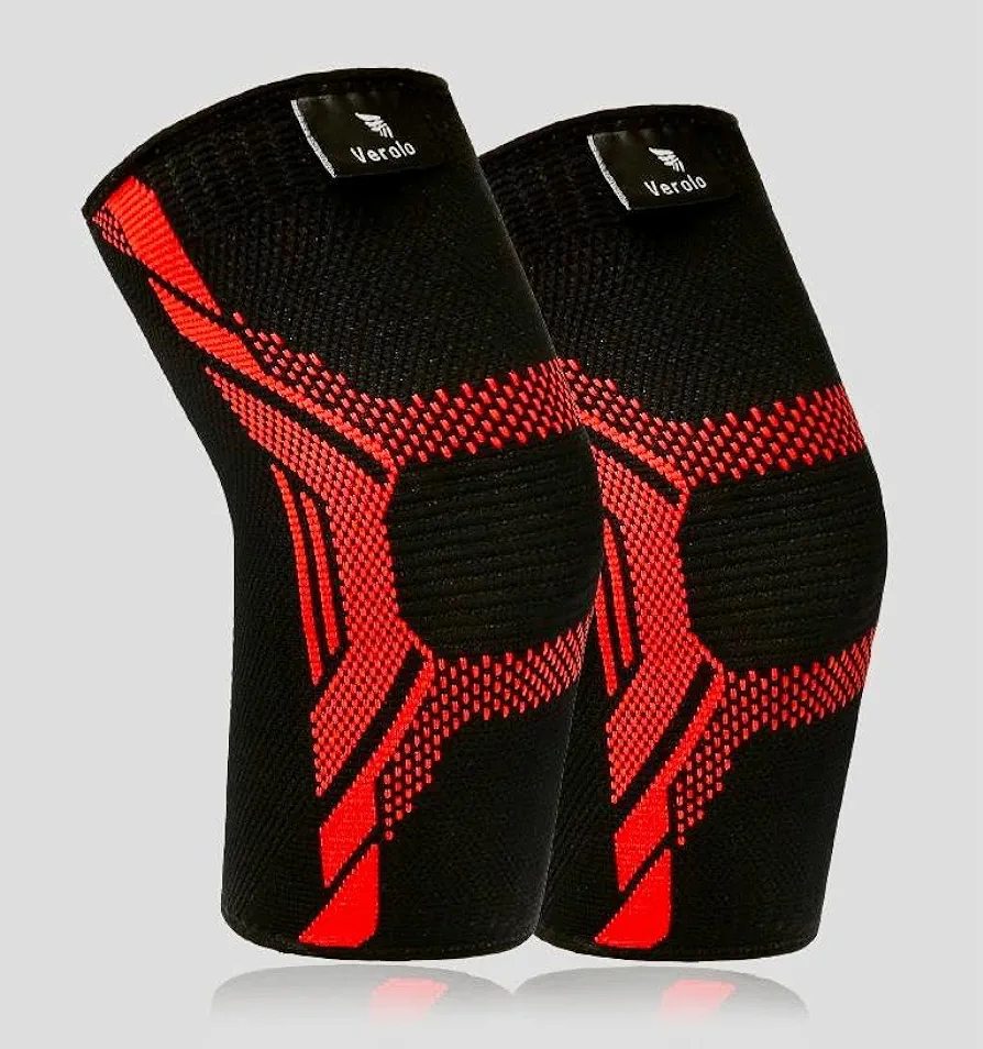 VEROLO Elbow Brace for men | Pack of 2 Compression Arm sleeve Elbow support for Men & Women- Tennis Elbow Brace | Pain Relief, and Elbow Sleeve weightlifting (Medium, RED)