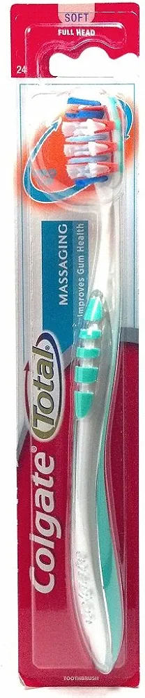 Colgate Total Massaging Toothbrush Improves Gum Health with Pro Tip Comes in Random Colors Soft Full Head for Expert Plaque Removal (1 Each)