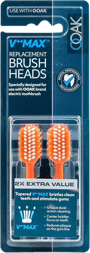 Ooak V++Max Replacement Brush Head for Electric Toothbrush, 2count - Coral