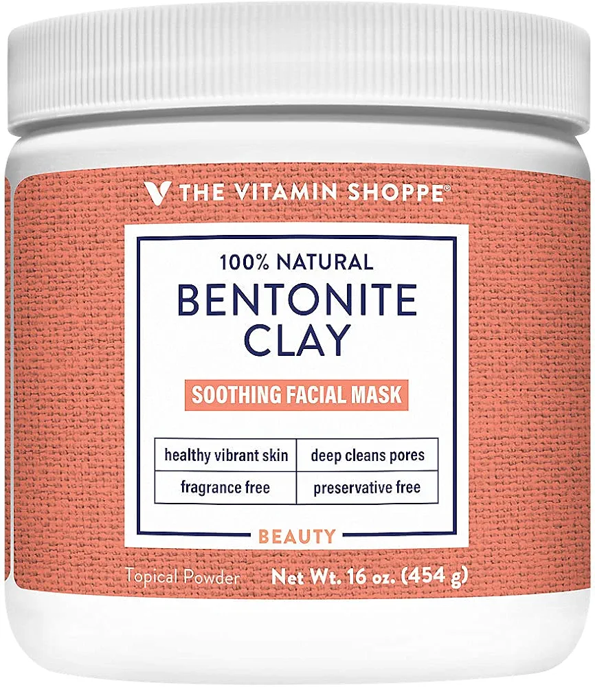 Bentonite Clay 100% Natural Powder - Soothing Facial Mask for Healthy Vibrant Skin & Deep Cleans Pores (16 Ounces) by The Vitamin Shoppe